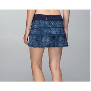 Lululemon Run Pace Setter Skirt Inkwell Geometric Blue Active Pickleball Sz 6